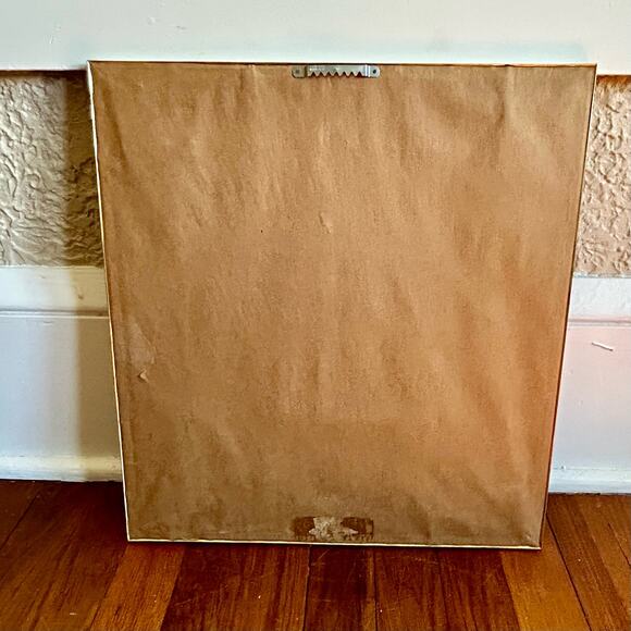 Vintage Needlepoint Portrait of Colonial Woman in Dress in Gold Frame - Picture 6 of 11